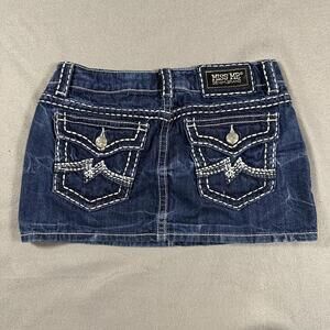 Kiss Me Denim Mini Skirt Dark Wash Y2K Vintage